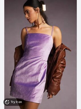 Lilac Velvet Slip Dress with Spaghetti Straps